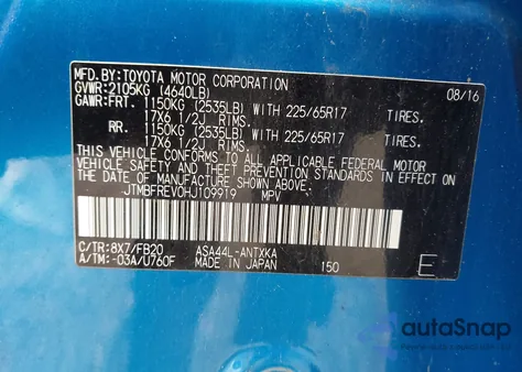 2017 Toyota Rav4 Le from USA, damaged, VIN JTMBFREV0HJ109919